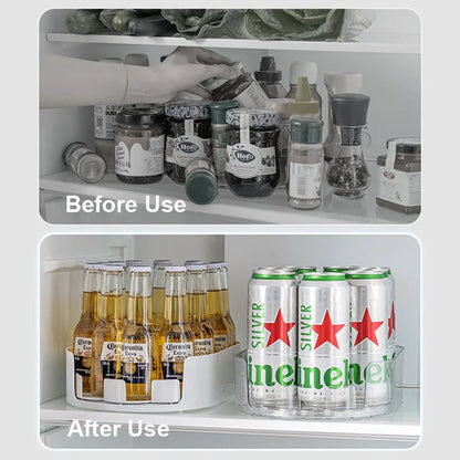 360° Turntable Refrigerator Organizer and Storage Tray for Fridge Rectangular Fridge Organizer Beverage Cans Bins Spice Rack