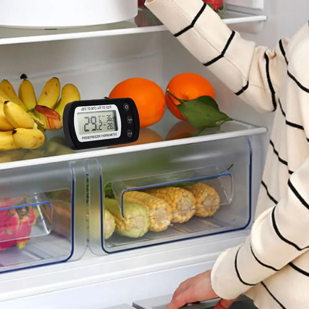 Digital Freezer Room Thermometer Max/Min Record Waterproof Fridge Thermometer Magnetic Back& Hook for Kitchen Home Restaurant