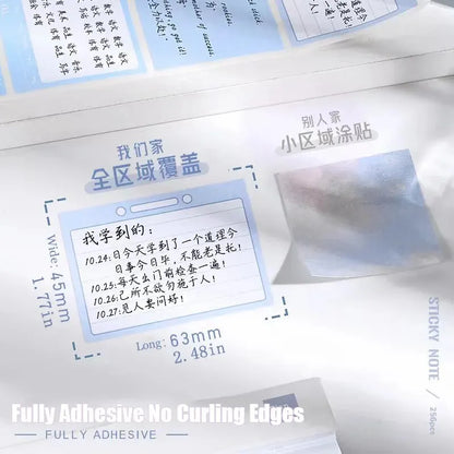 256pcs/Box Pull-out Sticky Notes Fully Adhesive Tearable Sticky Notes Stickers 8 Formats Ideal for Office Student and Home Use!