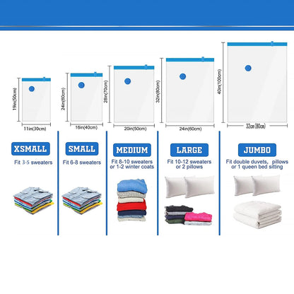 5 Pack Vacuum Storage Bags, Space Saver Bags Compression for Comforters and Blankets, Sealer Clothes Travel Packing Organizer