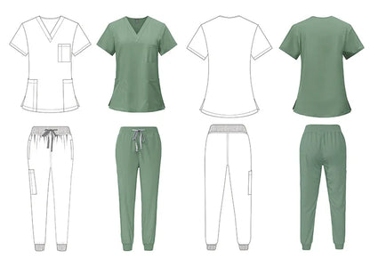 Medical Scrubs Bulk Order - Anti-Microbial Jogger Sets for Surgery/Dental/Vet/SPA/Pharmacy Multi-Pocket Workwear with Pen Slot