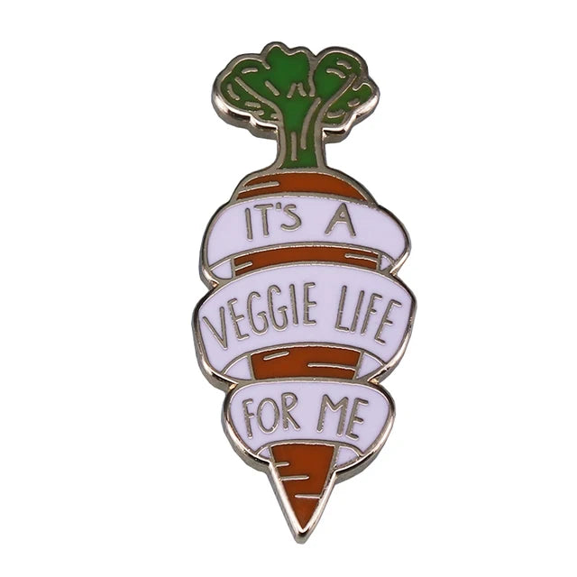 Vegan Interesting vegetarianism Enamel Pins Vegan off the meat Metal Brooch Badge Fashion Jewellery Backpack Accessory Gifts