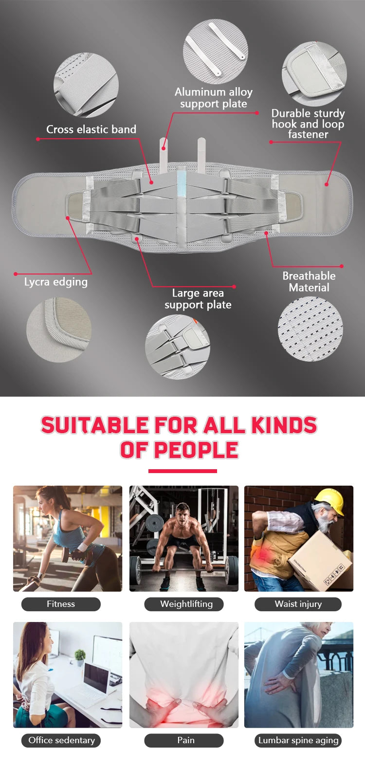 Back Brace for Lower Back Pain Relief - Breathable Back Brace Support Belt , Lower Back Brace for Herniated Disc, Sciatica