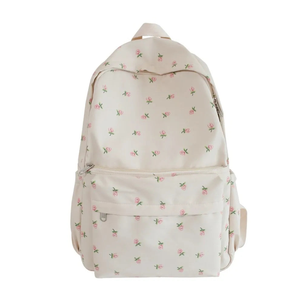 White Print Backpack Large-capacity Student Schoolbag Girl Cool High School Student Schoolbag Backpack Travel Bag