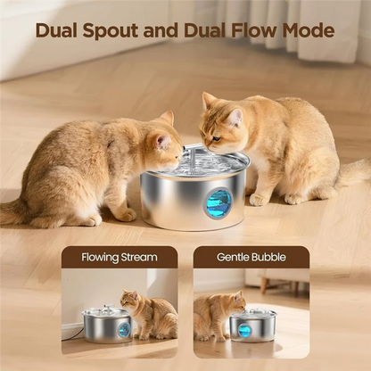 ABJN-Cat Water Fountain Stainless Steel Cat Fountain For Drinking For Small Dog Large Kitty EU Plug