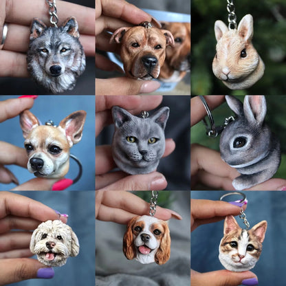 Personalized 3D Pet Portrait Pet Keychain Custom Dog Head Ornament Customized Pet Gift Pet Mini Sculpture Pet Lover Gift Ideas