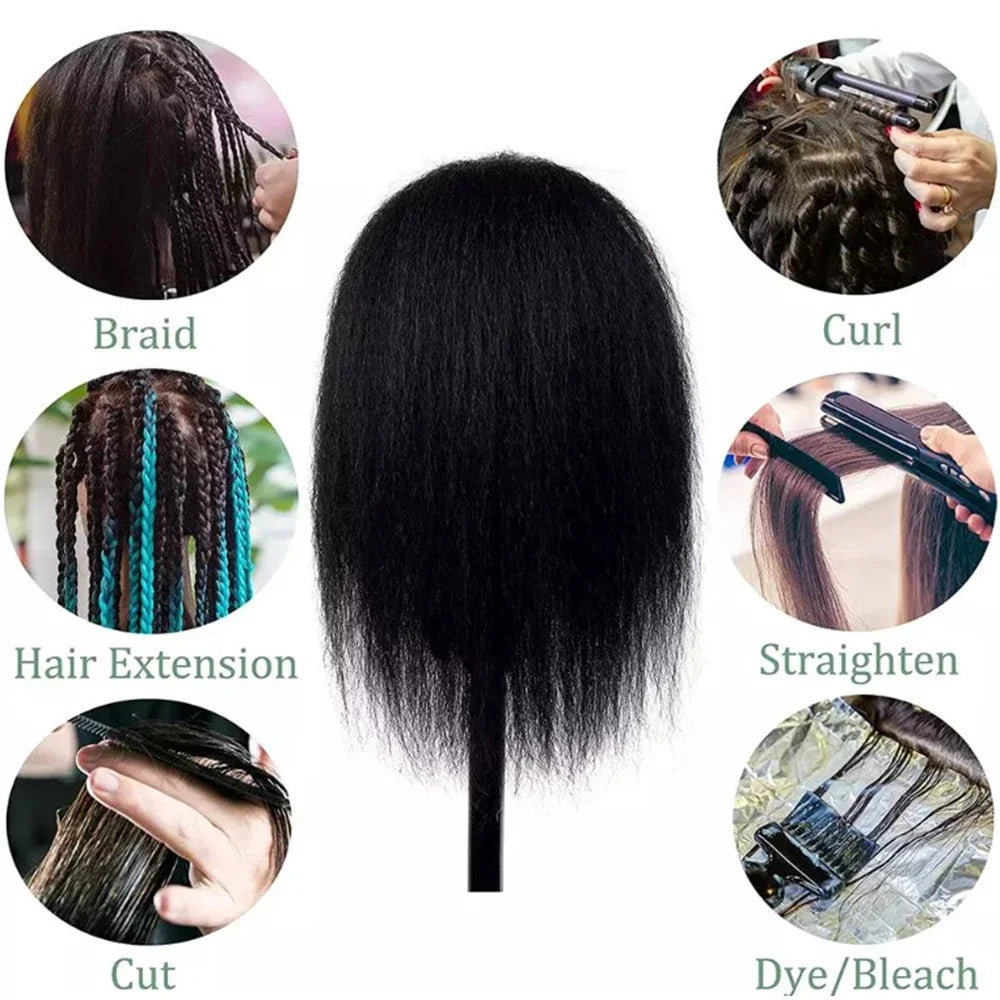 18 Inch Headdoll Mannequin Head 100% Real Human Hair for Cosmetology Manikin Doll Head Hairdresser Hairstylist Training Practice
