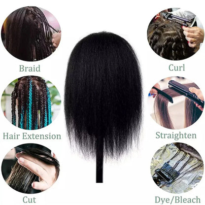 18 Inch Headdoll Mannequin Head 100% Real Human Hair for Cosmetology Manikin Doll Head Hairdresser Hairstylist Training Practice
