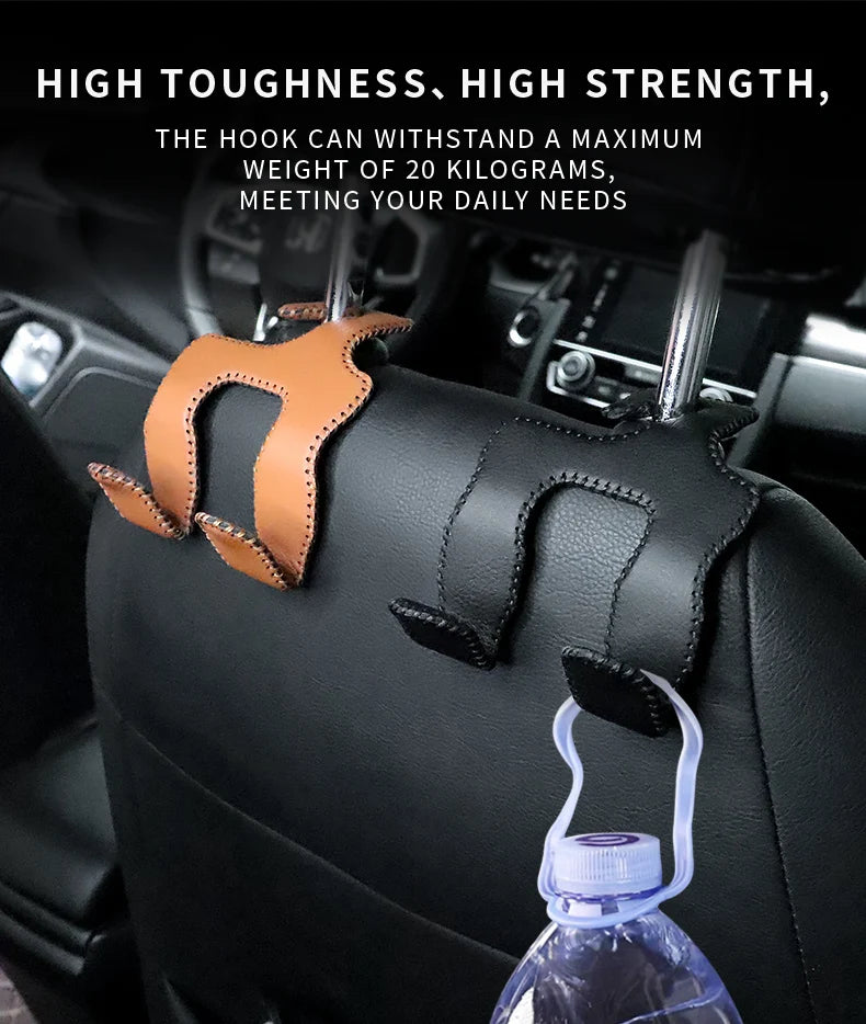 Universal Leather And Metal Car Seat Back Hooks Vehicle Multifunctional High load-bearing storage hook Auto Interior Accessories