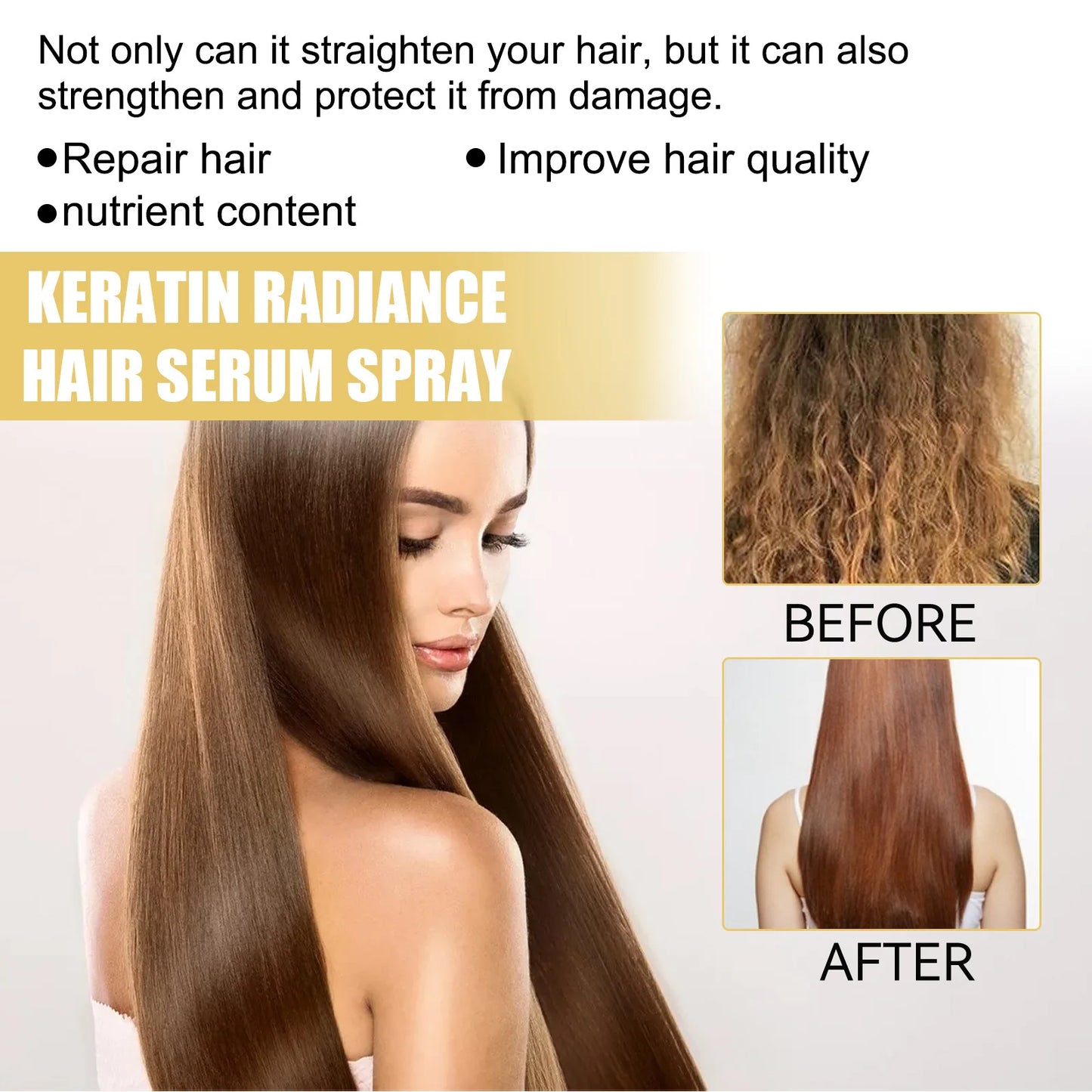 Straightening Hair Serum Spray Repair Keratin Smoothing Silky Soft Protein Correcting Anti Damaged Frizz Hair Treatment Essence