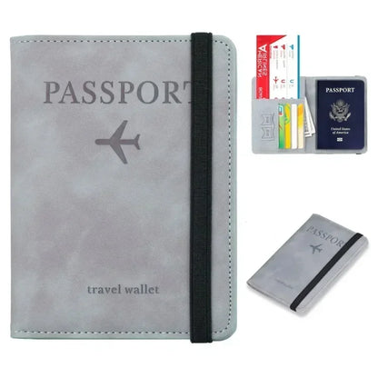 RFID Blocking Leather Card Case Passport Holder Cover Wallet Travel Accessories for Women Men