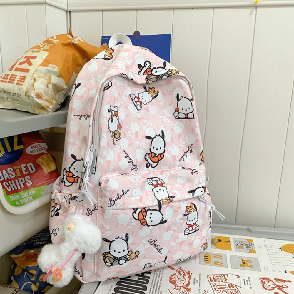 Sanrio Cartoon School Bags Pochacco Schoolbags High School College Students Backpacks with Keychain Student Handbags Pencil Case