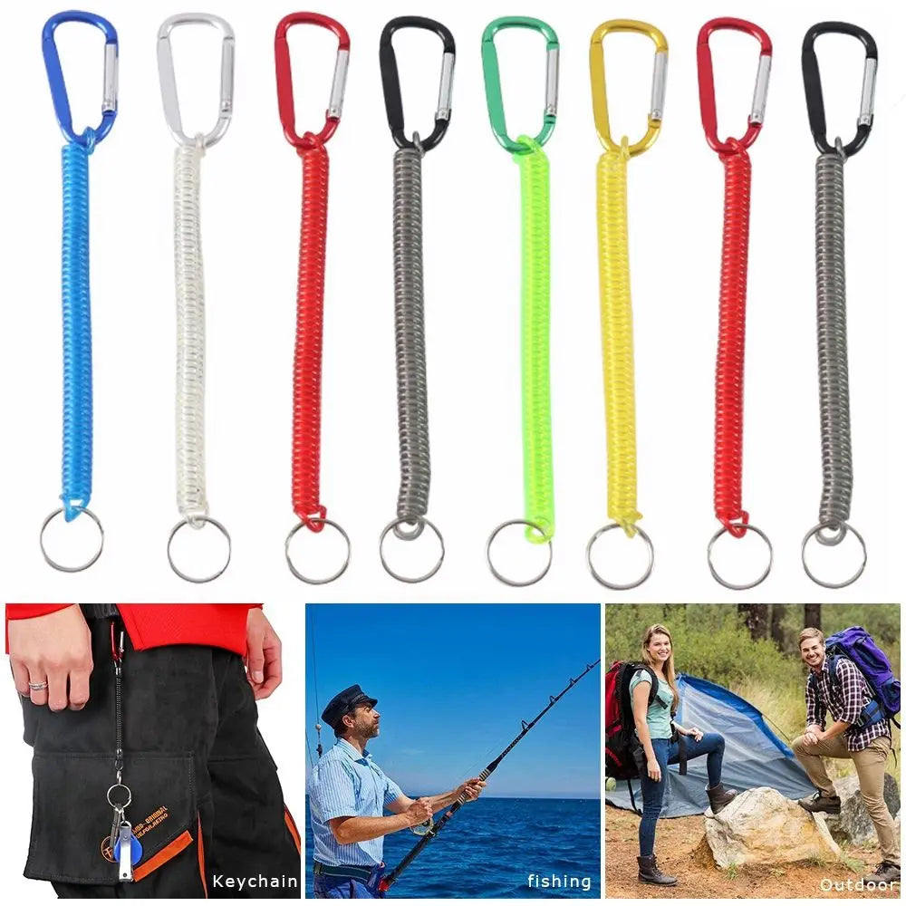 Gear Tool Outdoor Hiking Camping Anti-lost Phone Keychain Portable Fishing Lanyards Camping Carabiner Spring Elastic Rope