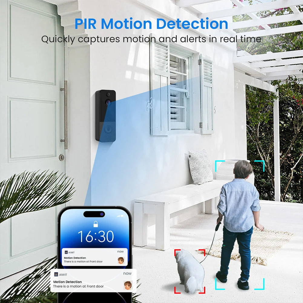 Video Doorbell Camera 2-Way Audio Doorbell with Camera PIR Motion Detection for Home Office