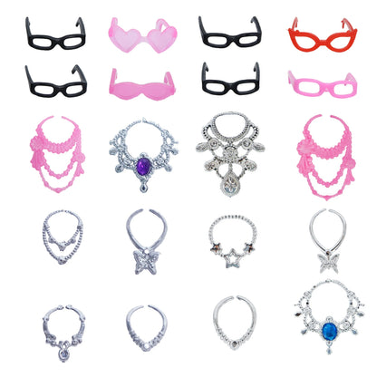 50 Pcs/Set Fashion Doll Accessories for 11.5'' Doll with Party Gown Fashion Dress Outfit Pants Shoes Girl Kids Playhouse Toy