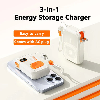 3 in 1 Energy Storage Charger Portable Wireless Power Bank 22.5w with Stand 20,000mah Waterproof & Sturdy Design
