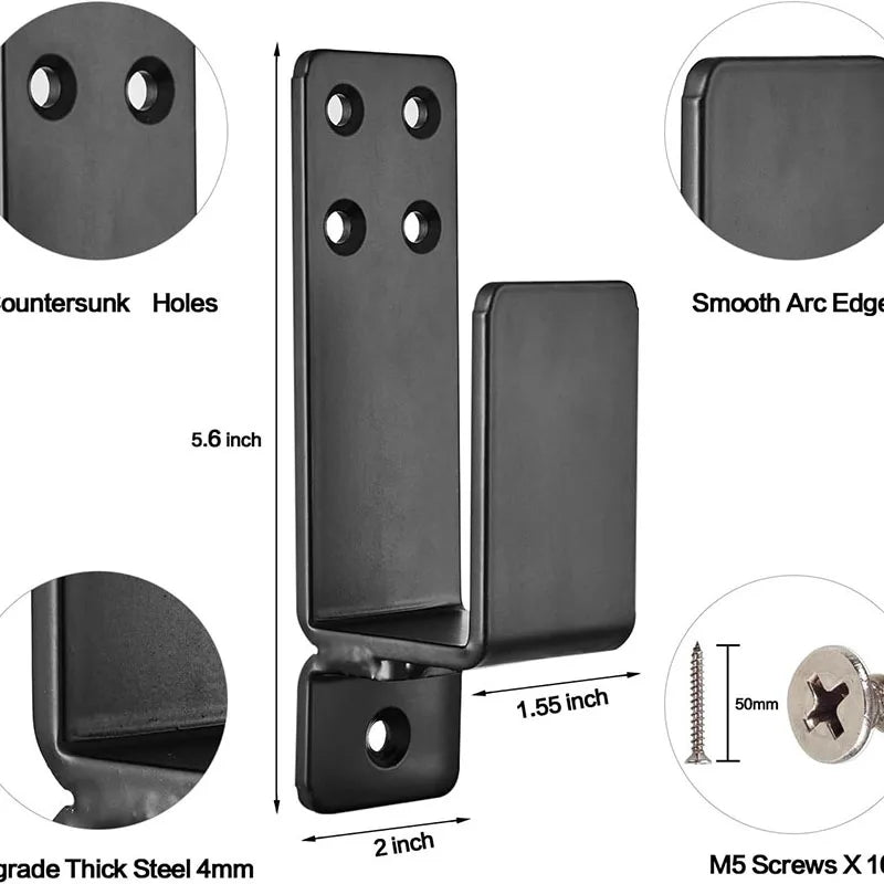 1 Pair Door Barricade Brackets, Door Metal Bar Bracket for 2X4 Lumber Door Brace Security Bar