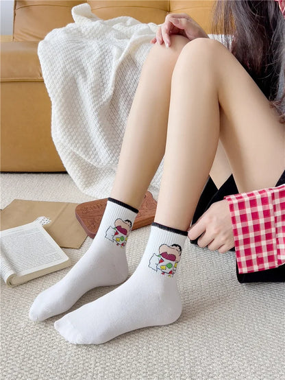 Labubu Mid Length Socks for Children Versatile Couples Trendy College Style Anime and Cartoon Department Labubu Cloth Long Socks