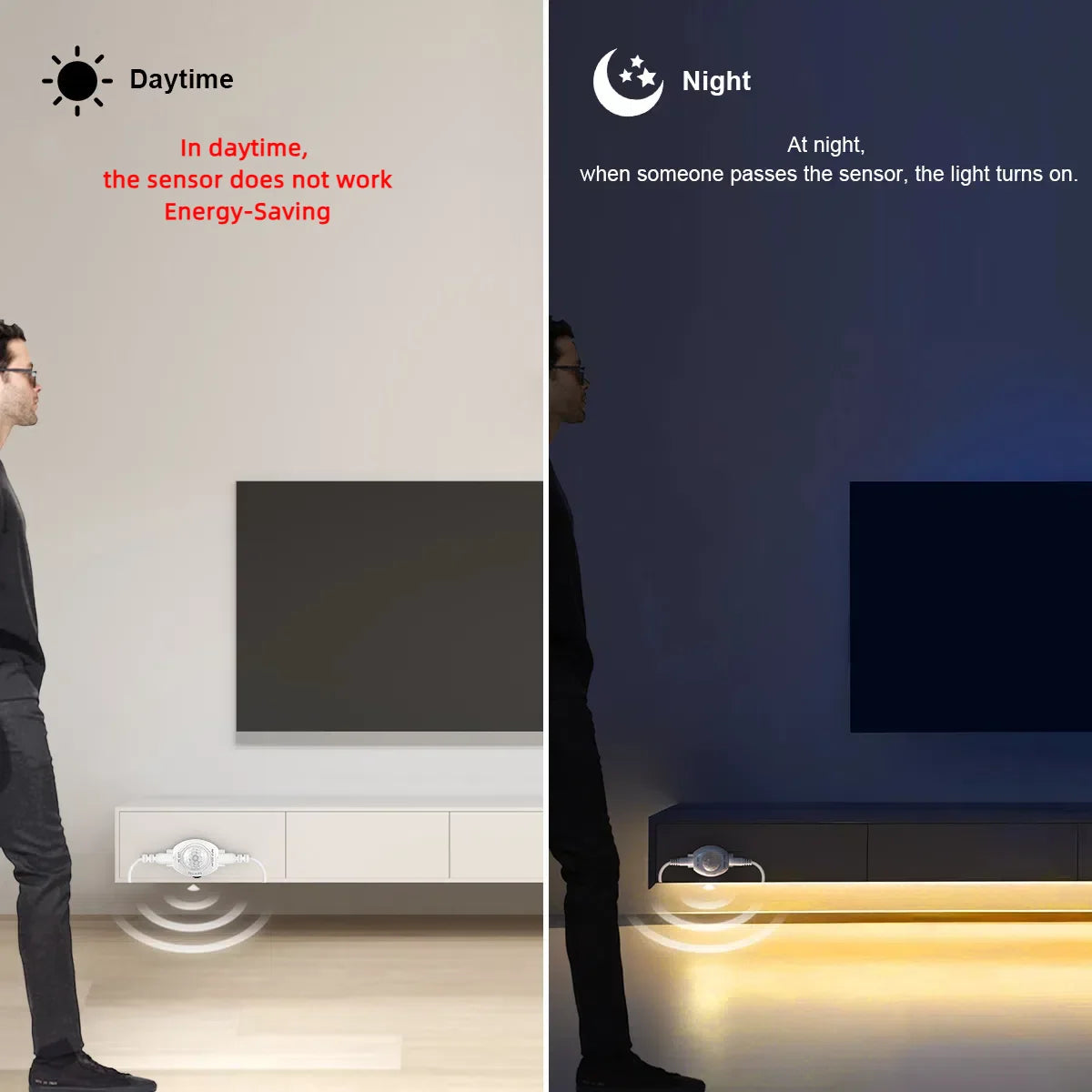 Smart USB 5V SMD 2385 LED Strip Light With Sensitive PIR Motion Sensor Switch Delay Time Adjustable Only Work At Night/Dark