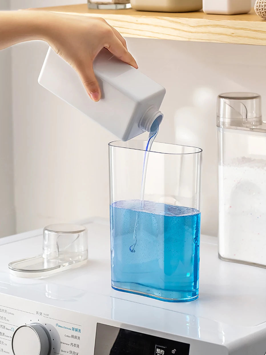 Transparent Laundry Detergent Dispenser Bottle Sealed Tank for Detergent Powder Bleach Softener Laundry Room Organization