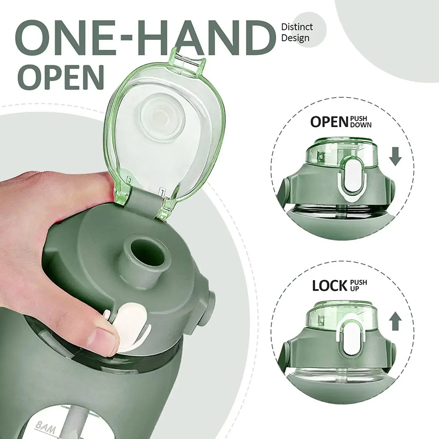 1000ML Glass Water Bottles with Straw, Glass Bottle with Silicone Sleeve and Time Marker, for Gym Camping Home Office