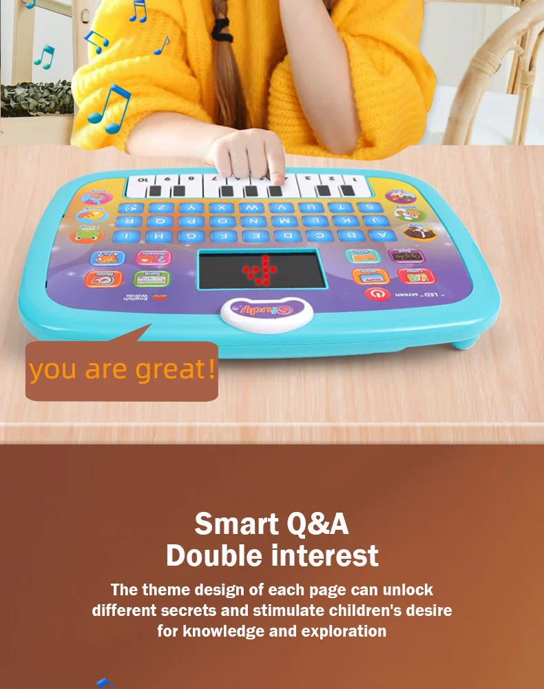 English Early Education Tablet Learning Machine with Functional Generate Sound and Light Touch Screen Tablet Toys for Kids