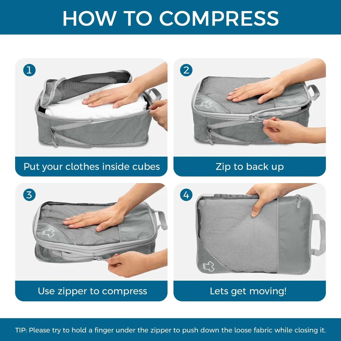 Expandable Compression Packing Cubes for Suitcases,6 Set Lightweight Travel Packing Organizer for Travel Carry on Suitcase Bags