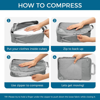 Expandable Compression Packing Cubes for Suitcases,6 Set Lightweight Travel Packing Organizer for Travel Carry on Suitcase Bags