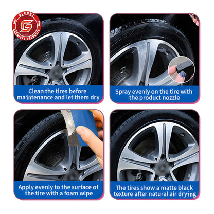 Black Wet Look Tire Shine Dressing -Automotive Clear Coat Tire Dressing for Glossy Wet Tire Look, Vinyl & Plastic, with UV
