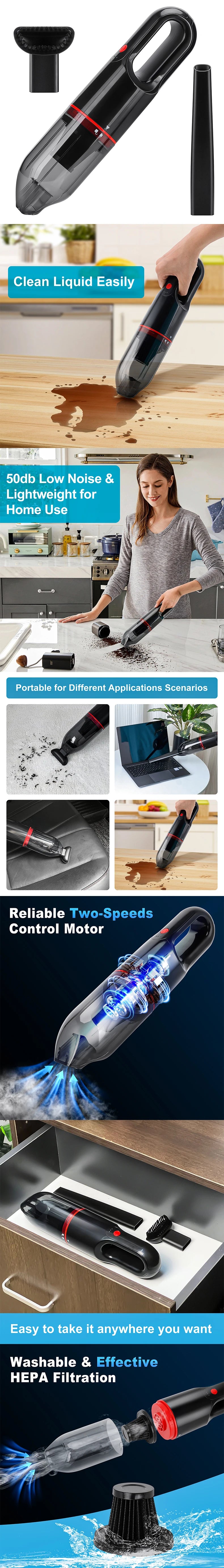 Portable Support Clean Liquid Wet and Dry Handheld Wireless 8000Pa Auto Vacuum High-power Vacuum Cleaner For Home Pet Car