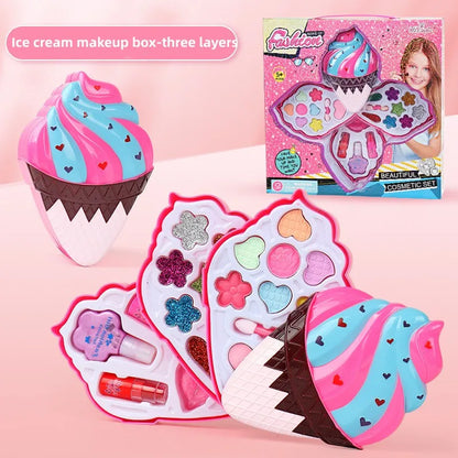 Girl Ice Cream Cosmetics Princess Cosmetics Box Ice Cream Box Lipstick Children's Toys Children's Games Baby Cosmetics Set