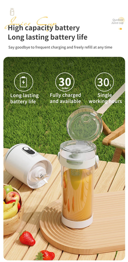 Portable Juice Blender 600ml 12 Blades Fast Blending USB Rechargeable For Outdoor Milkshake Smoothie Electric Juicing Cup