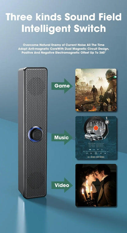 Home theater, Bluetooth speakers, USB powered wired and wireless audio panels, TV, PC, laptop, 3D audio gaming system