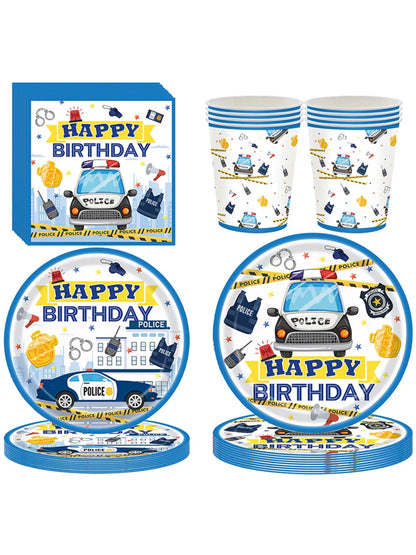 Police Party Birthday Decorations Tableware Police Party Plates Napkins Party Supplies Police Officer Theme Birthday Party Decor