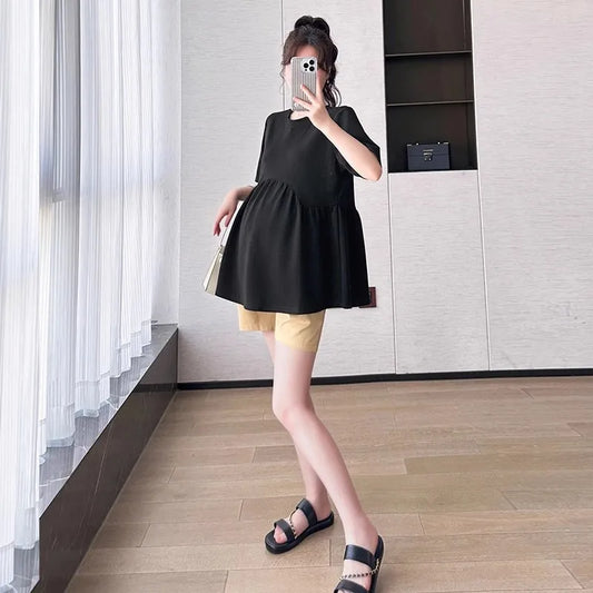 Maternity T-Shirt Summer 2025 New Fashionable Summer White T-Shirt Short-Sleeved Tops Loose Large Size Casual Maternity T-Shirt