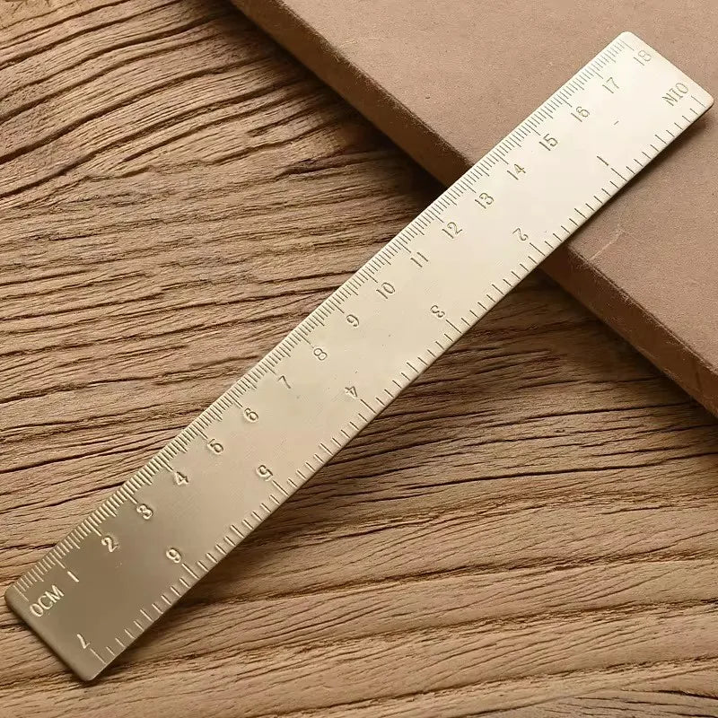 Retro Brass Straight Rulers Centimeter Inches Metal Triangle Ruler Protractor Stationery Measuring Tool School Office Supplies