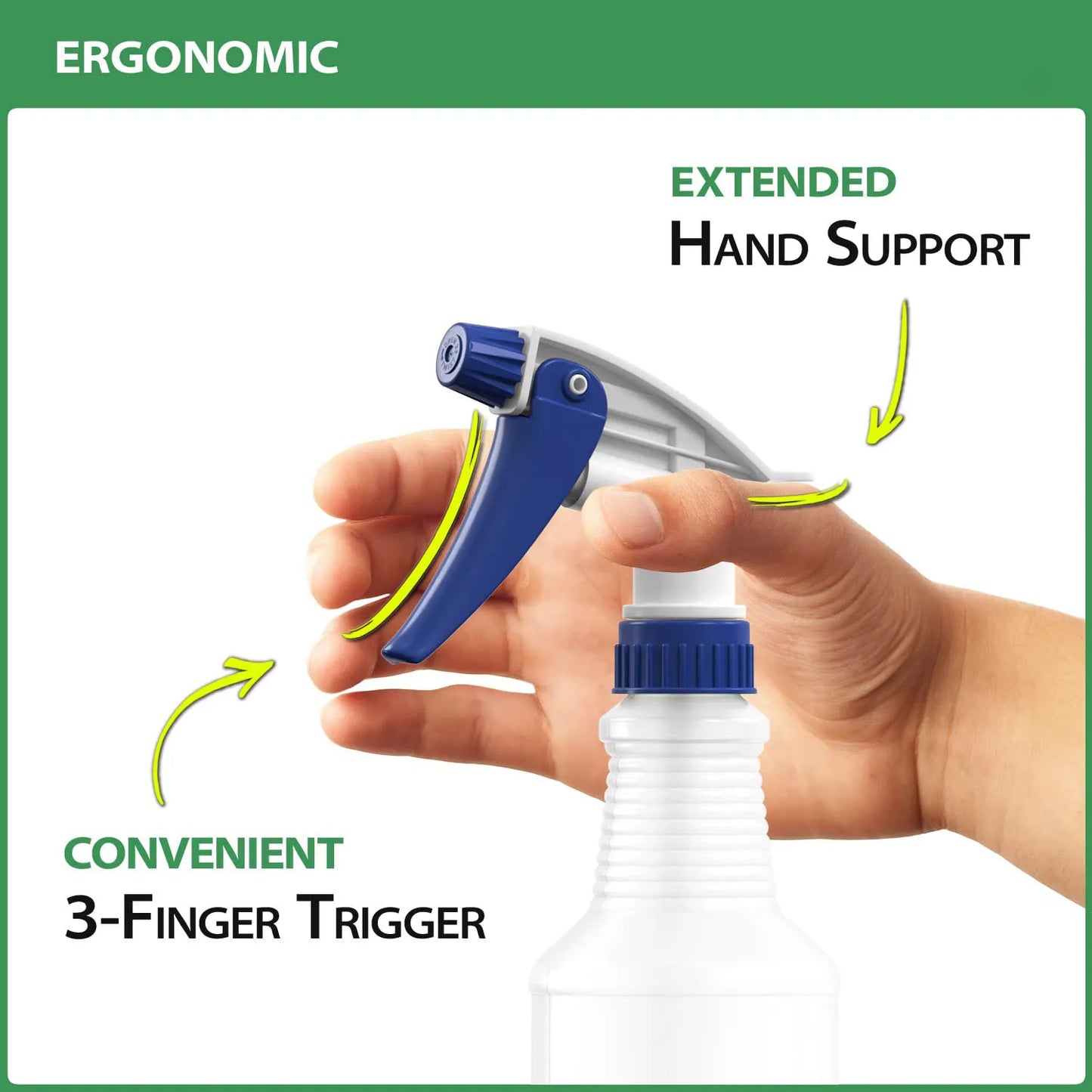 Plastic Spray Bottles, Leak Proof, Empty 16 oz.Cleaning Solutions, Adjustable Head Sprayer Fine to Stream