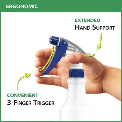 Plastic Spray Bottles, Leak Proof, Empty 16 oz.Cleaning Solutions, Adjustable Head Sprayer Fine to Stream