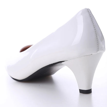 New Women's Shoes On Heels Elegant Medium High Heeled Ladies Pointed Toe Fashion Pumps For Woman Office Black White Red