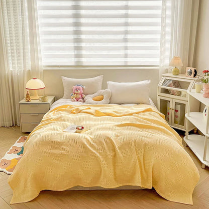 Battilo Cotton Throw Blanket Soft Breathable Waffle Blanket for Twin Queen King Bed Decorative Plaid Sofa Blankets Summer Throws
