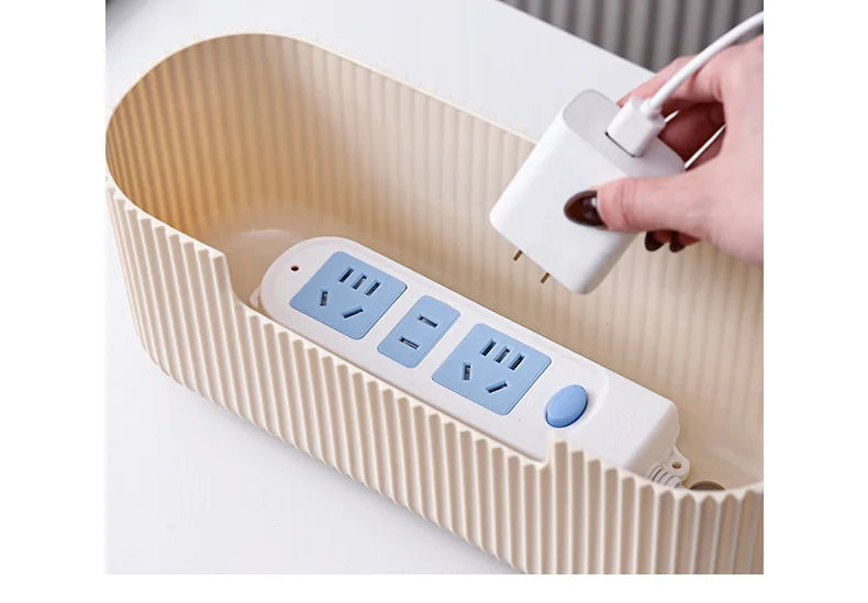 Creative Simple Wire Box Bamboo Wood Cover Cable Management Box Plug Board Storage Box Power Cord Charger Storage