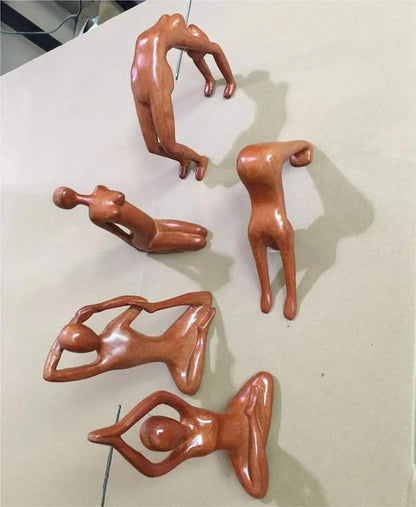 Yoga Girl Wood Carving Wooden Yoga Meditation Statue Handmade Wood Carving Yoga Pose Yoga Girl Home Decoration