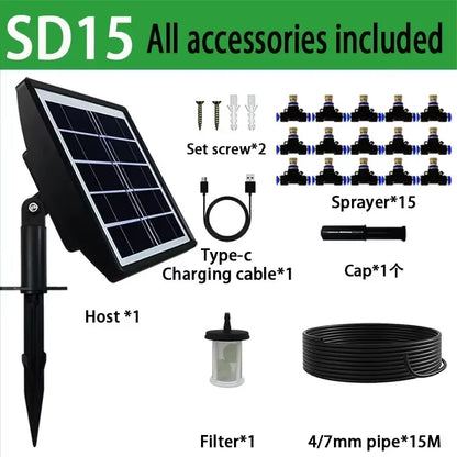 Solar Irrigation System for Garden Plant Automatic Drip Irrigation System DIY Garden Watering System Drip Hose Irrigation