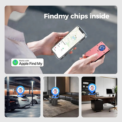RFID Blocking Credit Card Holder, Slim Wallet For Men, Compatible with Find My iOS Only, Detachable Money Clip
