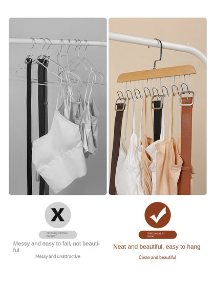 1/2/3pcs wooden new multifunctional hook hanger, bra strap storage, including 8 hooks, suitable for home and dormitory use