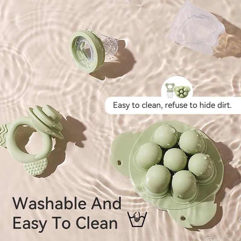 Baby Rabbit Fruit Feeder Set Food Supplement Nursing Feeder BPA Free Silicone Feeding Freezer Tray Tableware Fresh Food Feeder