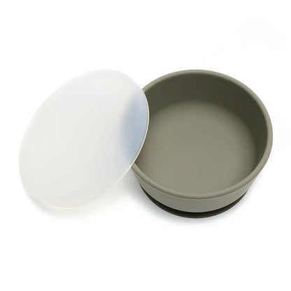 Food Grade Silicone Baby Feeding Bowls with Lid Anti-fall Strong Suction Dining Bowl for Toddler Kid Training Tableware BPA Free