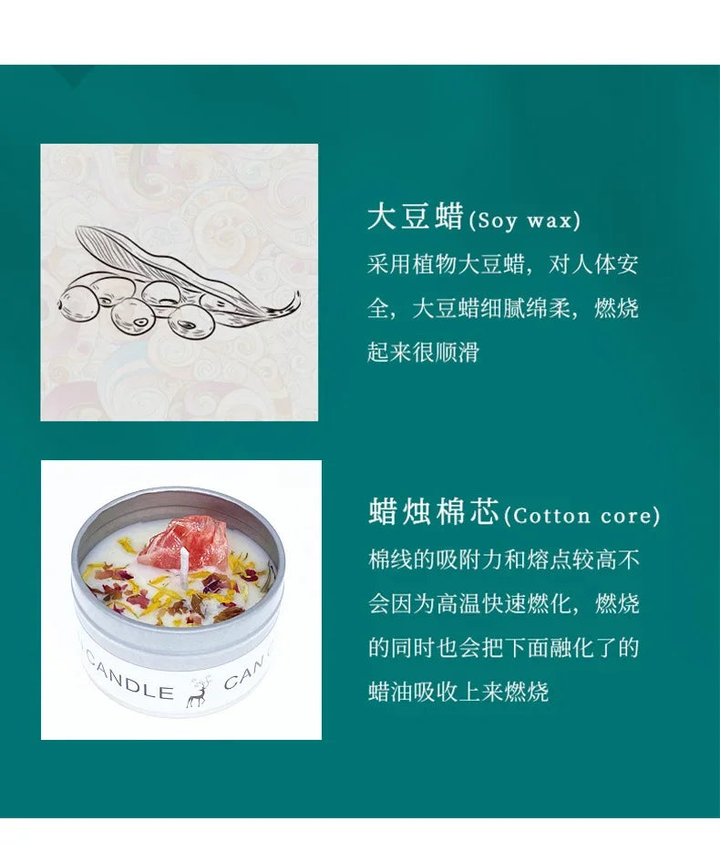 Scented Candle Crystal Stone Dry Flower Silver Tin Candle Hotel Wedding Ceremony Candle