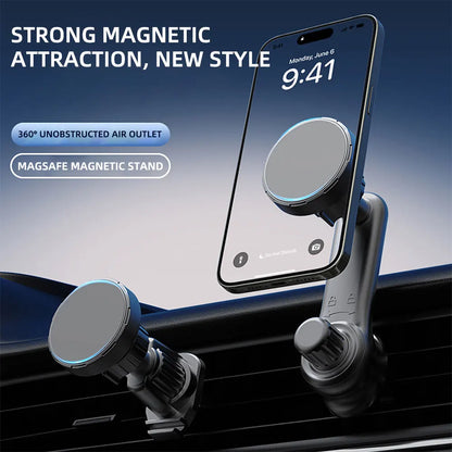 Magnetic Car Phone Holder with Hook Air Outlet Mobile Phone Holder Stand 360° Rotate Magnet Mount Bracket In Car For iPhone Xiao