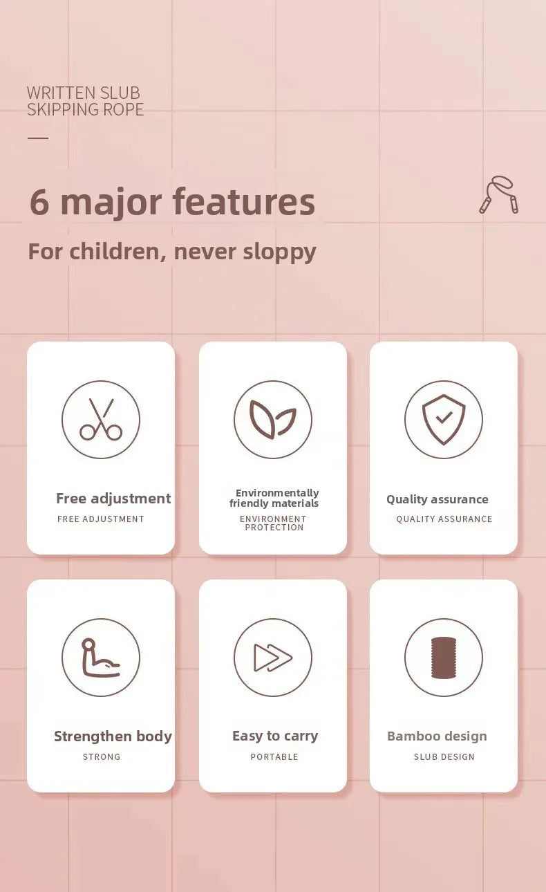 Exam Prep Student Jump Rope – Bamboo Soft Beads Anti-Tangle Design, Ergonomic No-Knot Rope for School Entrance Tests